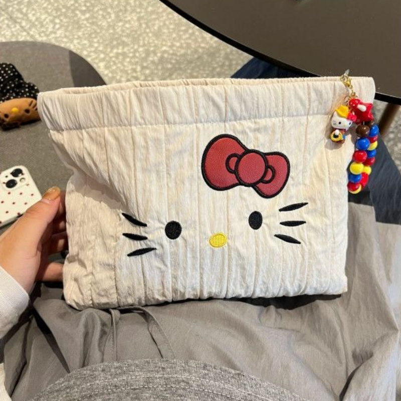 Best Travel Accessories Japan - Anime Sanrio HelloKitty Embroidered Makeup Bag