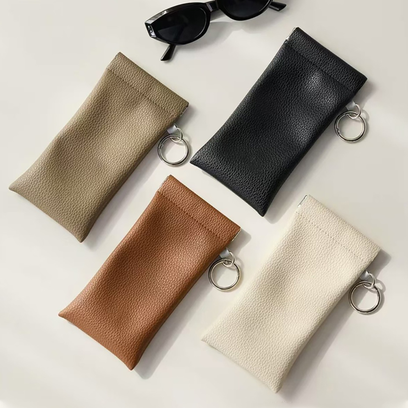 1pc PU Leather Sunglasses Pouc - Travel Accessories Pouch For Women のレビューと価格