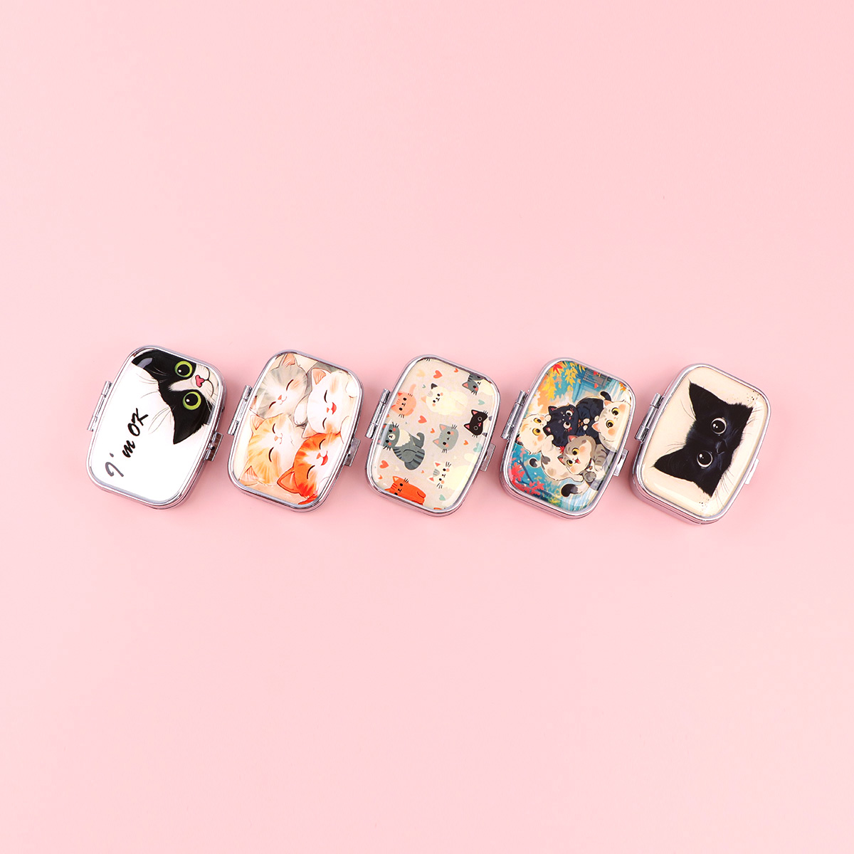 Black Cat Pill Boxes Cartoon A - Accessories Travel Jewelry Box のレビューと価格