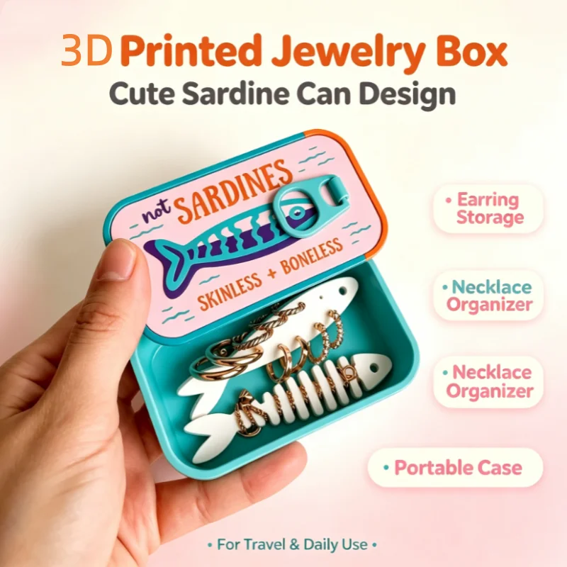Cute Sardine Tin Shaped Mini J - Accessories Travel Jewelry Box のレビューと価格