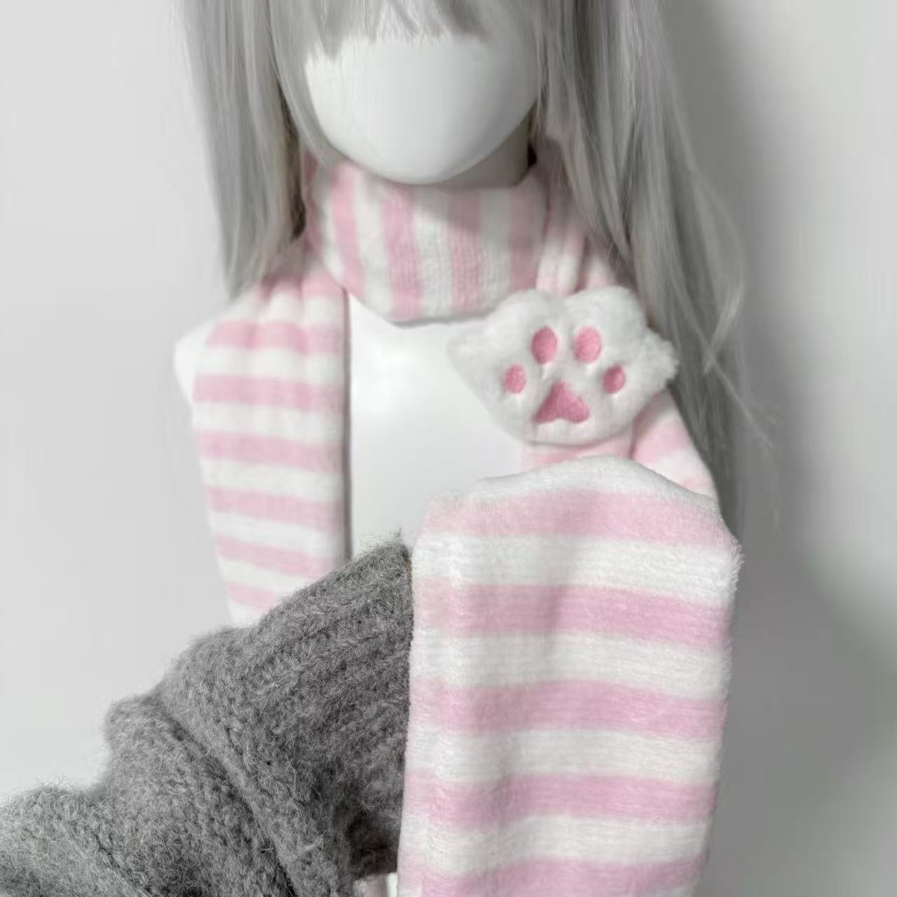 Kawaii Kniied Scarf Cat Paw De - Travel Accessories Aesthetic のレビューと価格