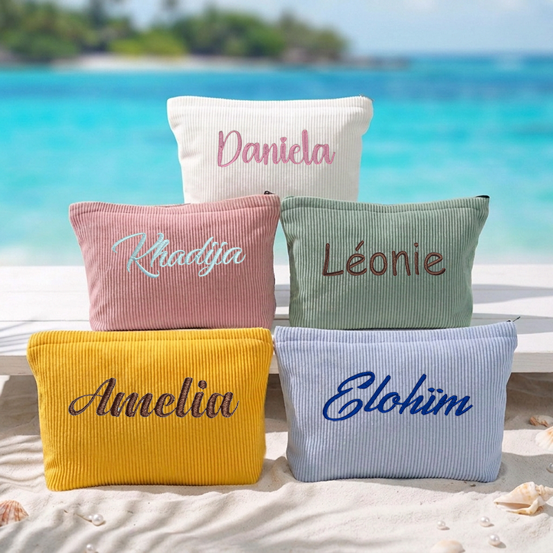 Custom Embroidered Corduroy Co - Travel Accessories Pouch For Women のレビューと価格
