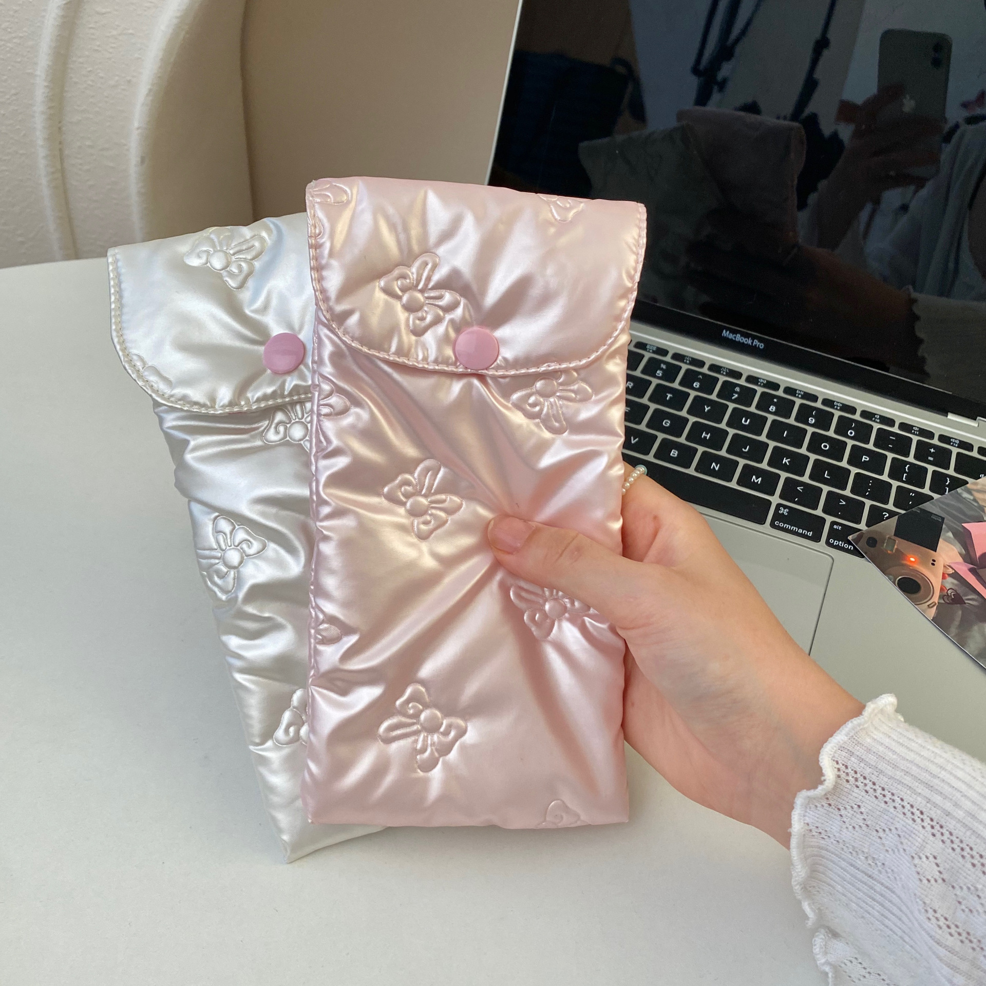 Heart Bow Leather Glasses Pouc - Travel Accessories Pouch For Women のレビューと価格