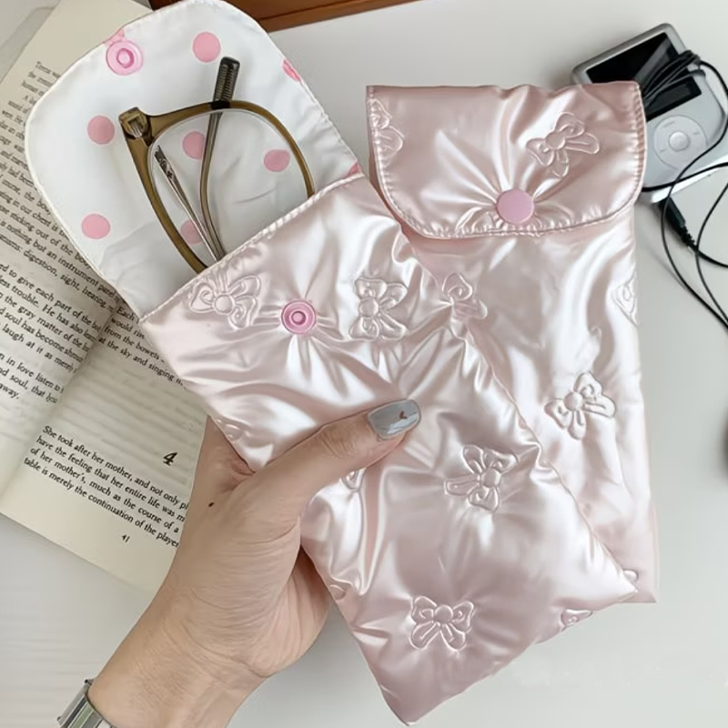 Heart Bow Leather Glasses Pouc - Travel Accessories Pouch For Women のレビューと価格