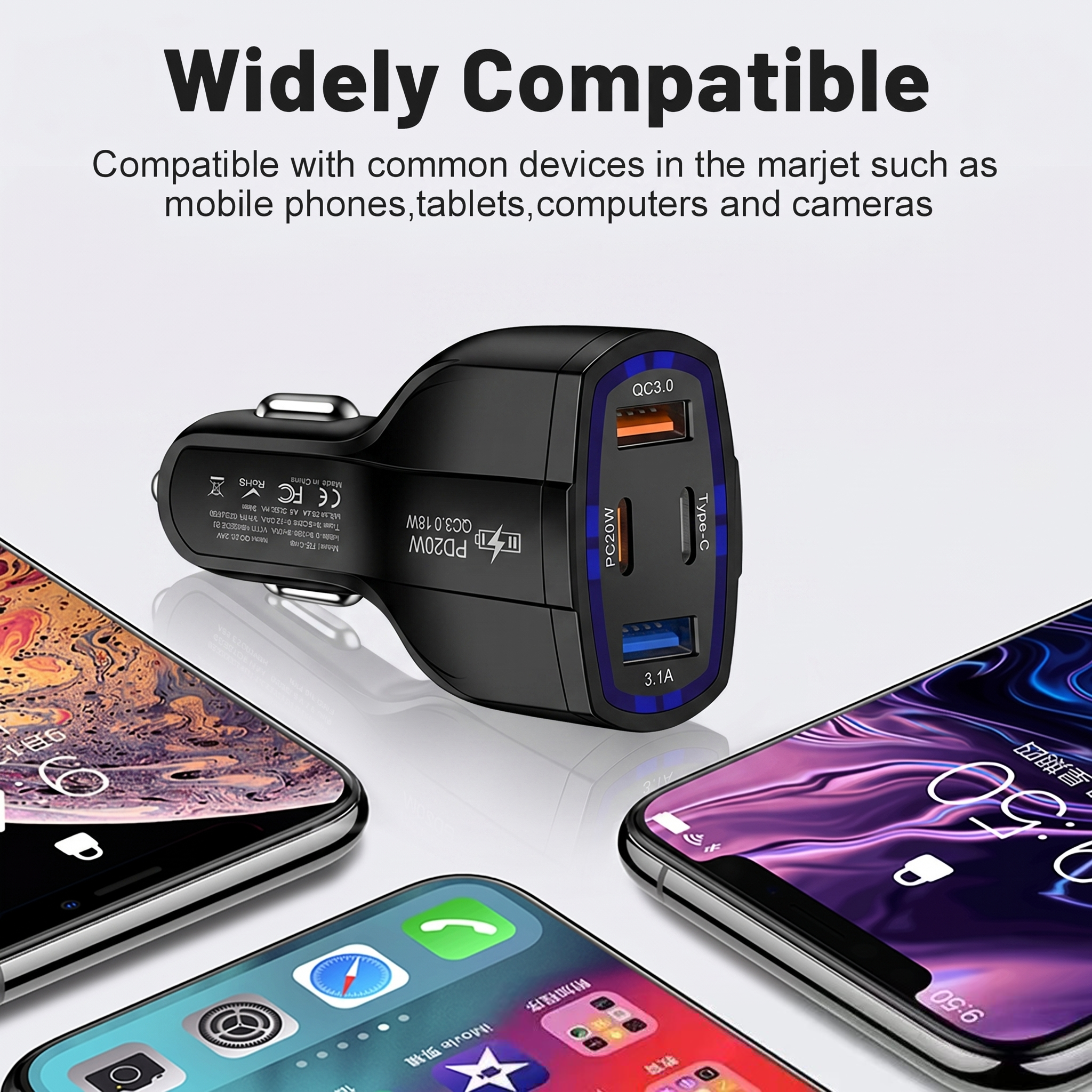 Multi Port 63W Car Charger Fas - Travel Plug Type C のレビューと価格