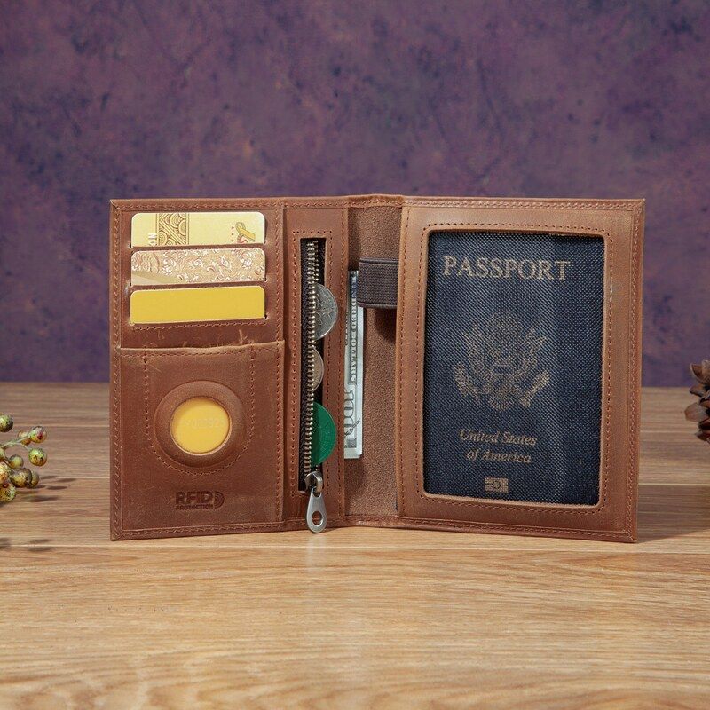 Fashionable Unisex Mad  Leathe - Travel Accessories Rfid のレビューと価格